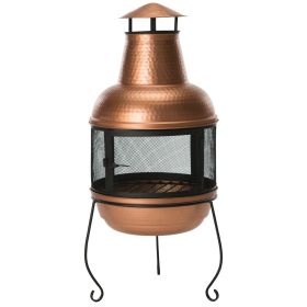Hammered Copper and Iron Chiminea Fire Pit with Stand Hammered Copper and Iron Chiminea Fire Pit with Stand