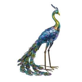 Outdoor Garden Metal Blue/Green Peacock Statue Outdoor Garden Metal Blue/Green Peacock Statue