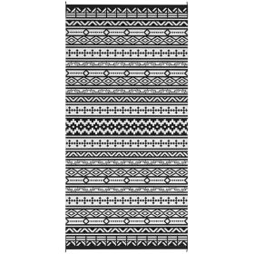 Reversible Outdoor Rug, Waterproof Plastic Straw With Carry Bag, 9 X 18, Black White Geometric Wall (Option: Black) Reversible Outdoor Rug, Waterproof Plastic Straw With Carry Bag, 9 X 18, Black White Geometric Wall (Option: Black)